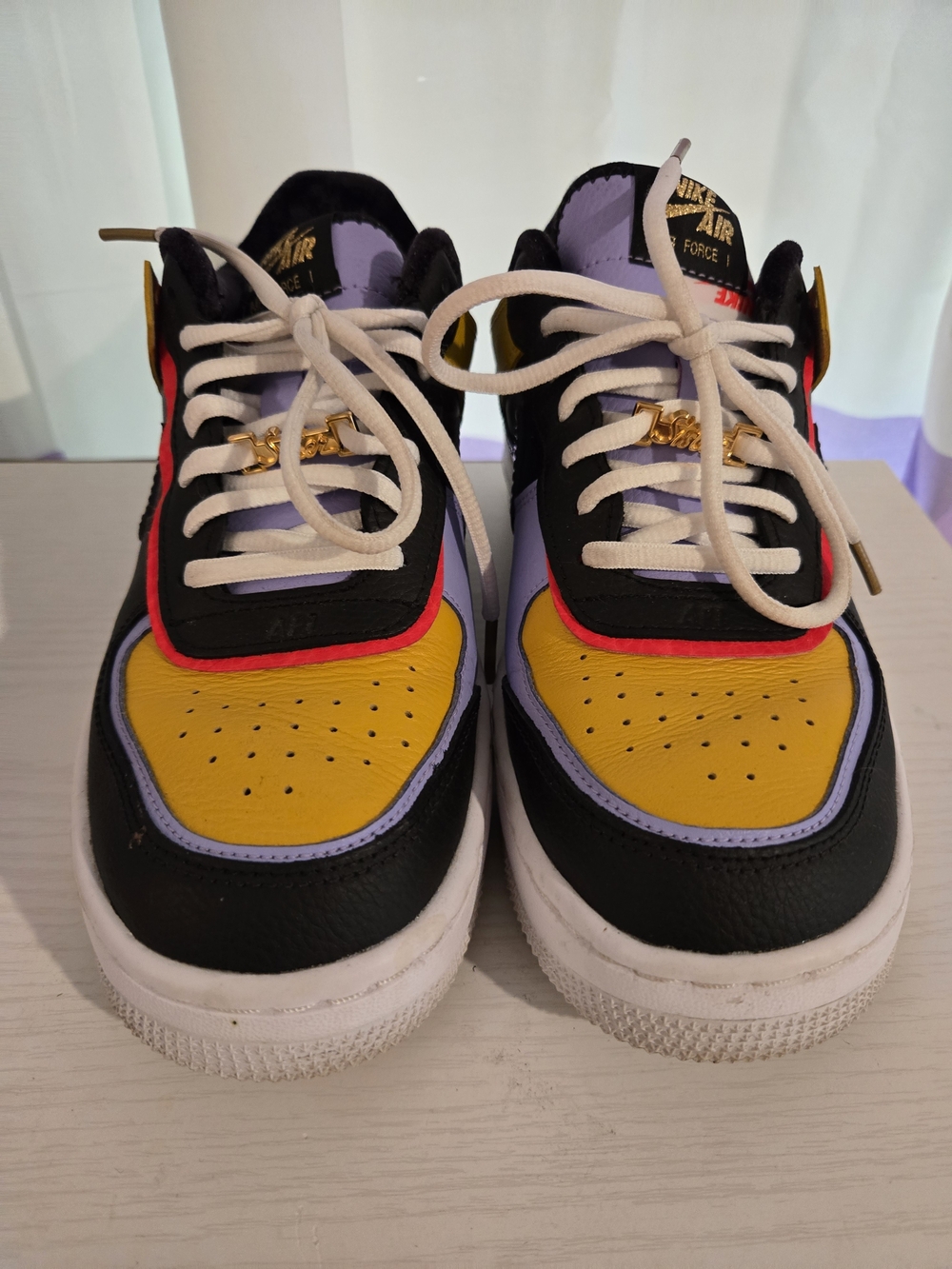 Nike Air Force 1 Low Top Sneakers - Yellow / Black / Purple / Red